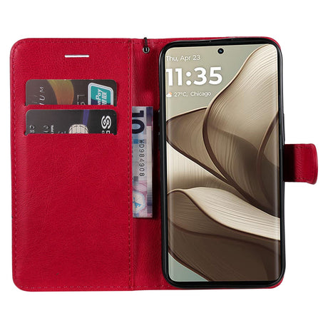 Motorola Edge 50 Wallet Flip Cover - i læder m. Pung - Rød