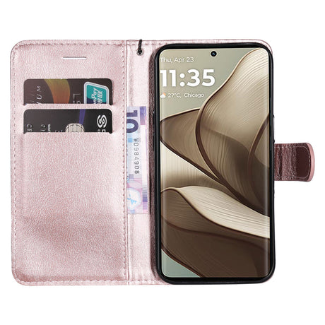 Motorola Edge 50 Wallet Flip Cover - i læder m. Pung - Lyserød