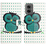 EIDERWOOD Motorola Moto G55 Flip Cover - Kortholder og Ståfunktion - Sovende Ugle