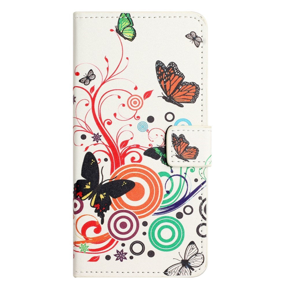 EIDERWOOD Motorola Moto G55 Flip Cover - Kortholder og Ståfunktion - Hvid / Sommerfugle