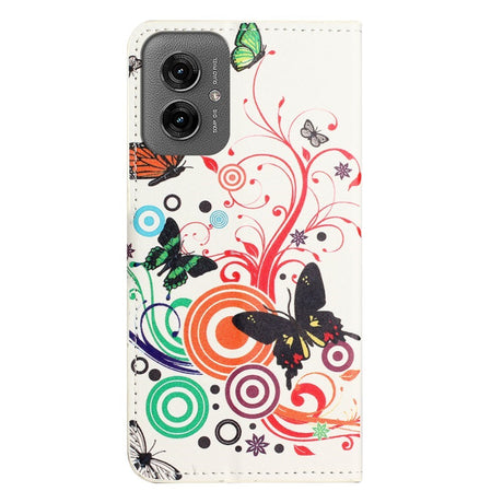 EIDERWOOD Motorola Moto G55 Flip Cover - Kortholder og Ståfunktion - Hvid / Sommerfugle