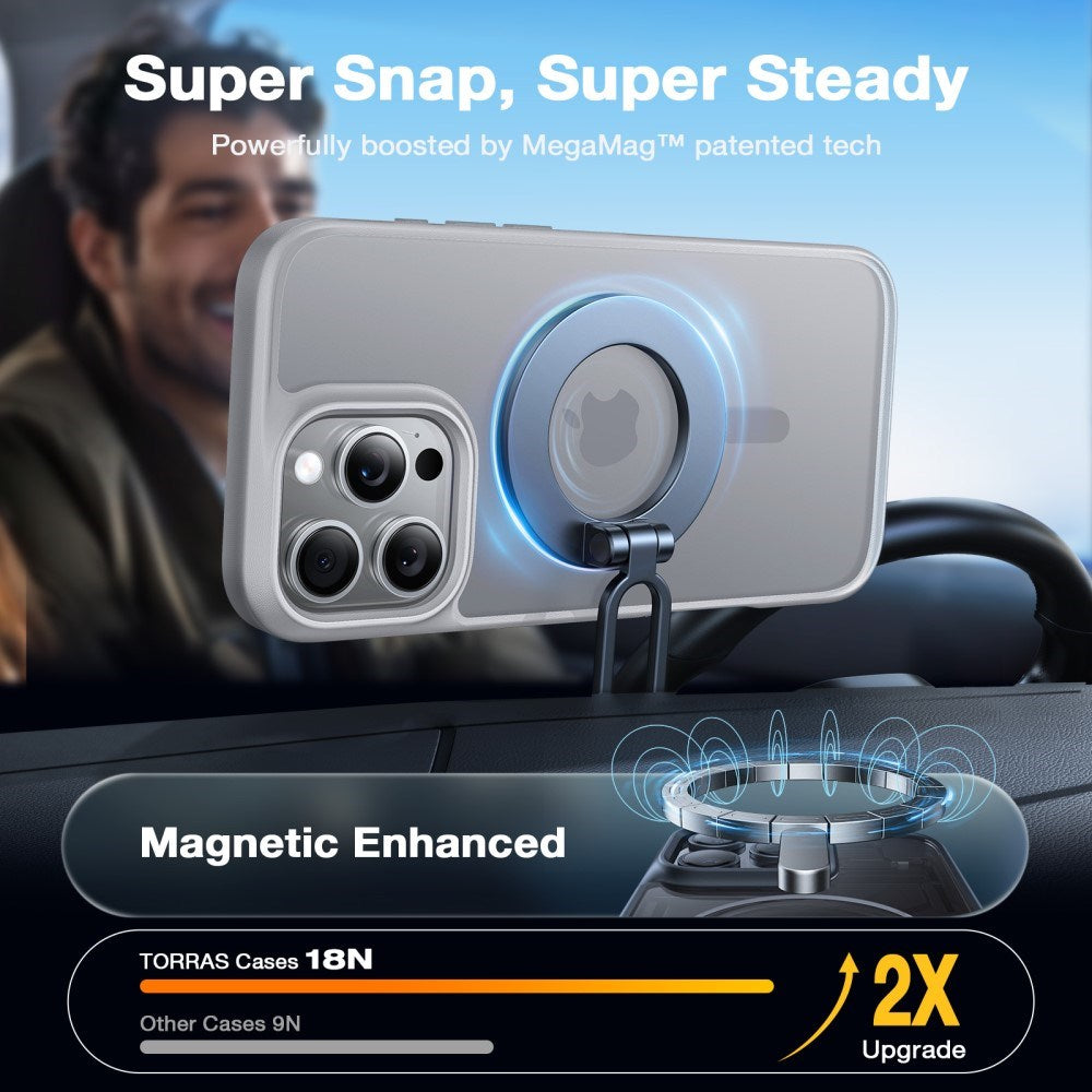TORRAS - iPhone 16 Pro - Hybrid Cover - MagSafe Kompatibel - Grå