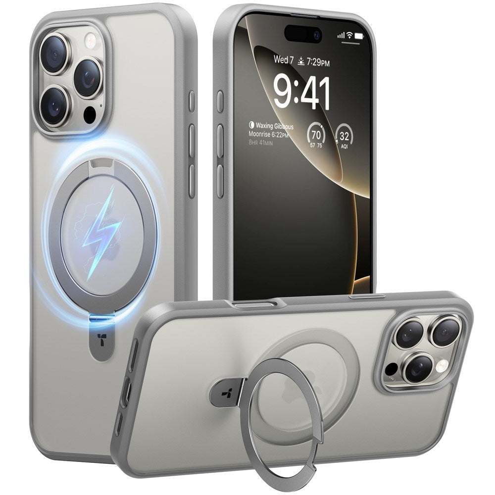 TORRAS Guardian Ostand iPhone 16 Pro Case – MagSafe-kompatibel med Kickstand - Grå