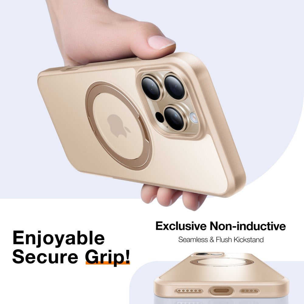 TORRAS - iPhone 16 Pro - Plastik Cover m. Kickstand Ring - MagSafe Kompatibel - Rose Gold