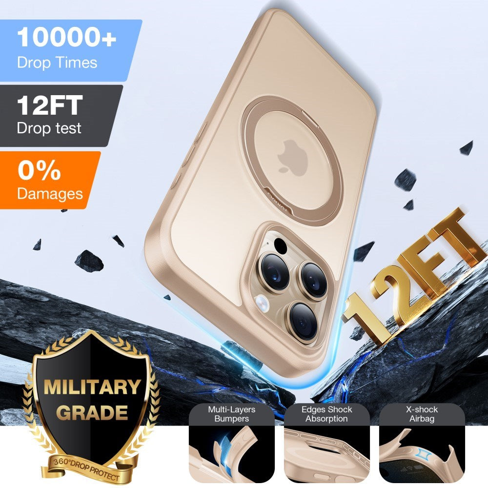 TORRAS - iPhone 16 Pro Max - Plastik Cover m. Kickstand Ring - MagSafe Kompatibel - Rose Gold