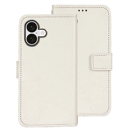 EIDERWOOD iPhone 16 Plus Kunstlæder Flip Case m. Indbygget Pung & Ståfunktion - Hvid