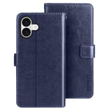 EIDERWOOD iPhone 16 Plus Kunstlæder Flip Case m. Indbygget Pung & Ståfunktion - Blå