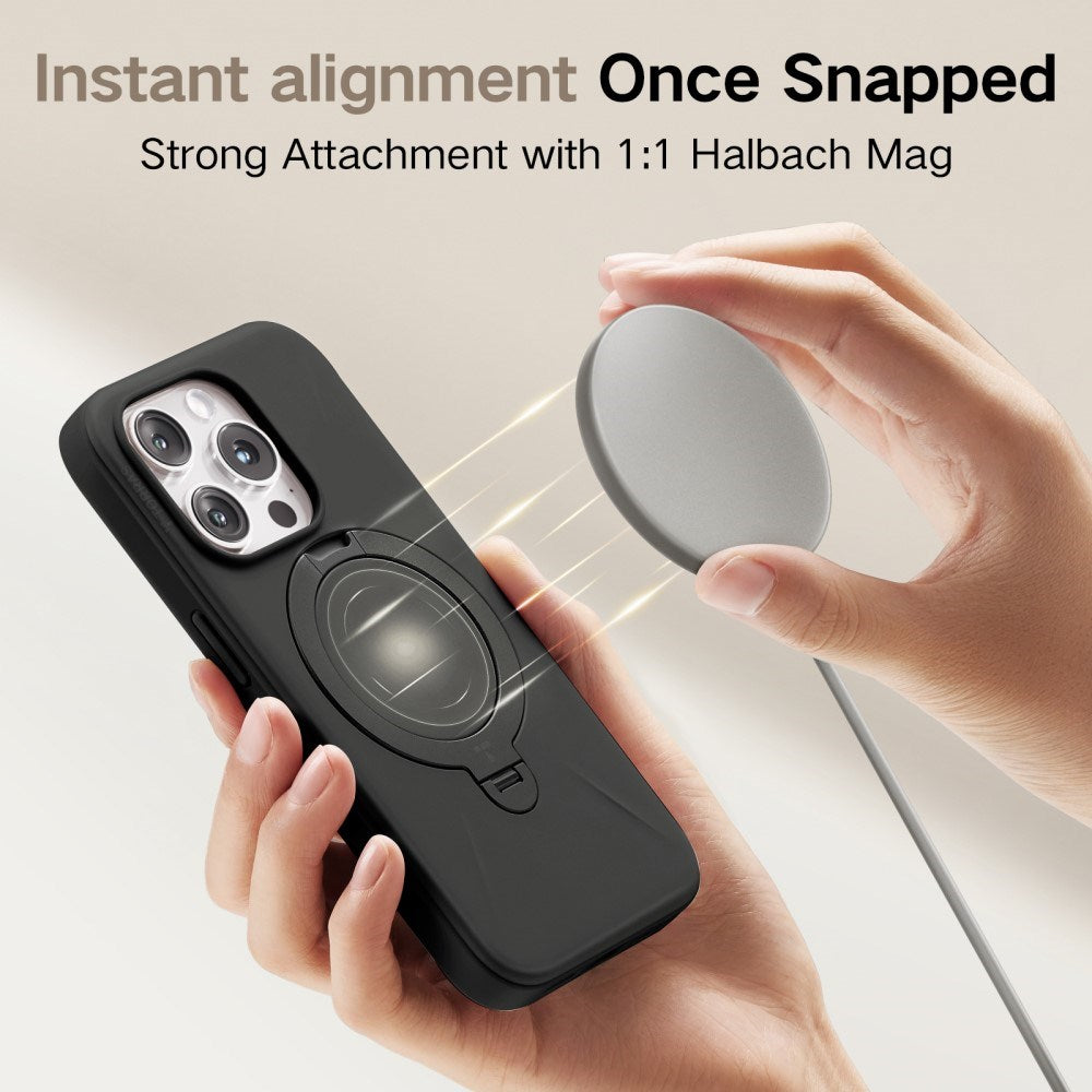 TORRAS - iPhone 16 Pro - Fleksibelt Plastik Cover m. Ring Kickstand - MagSafe Kompatibel - Sort