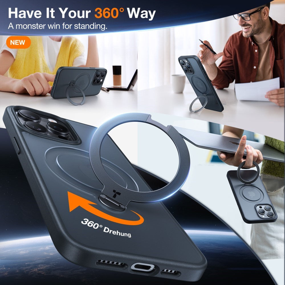 TORRAS - iPhone 15 Pro - Hybrid Plastik Cover m. Ståfunktion - MagSafe Kompatibel - Sort - (DEMO)