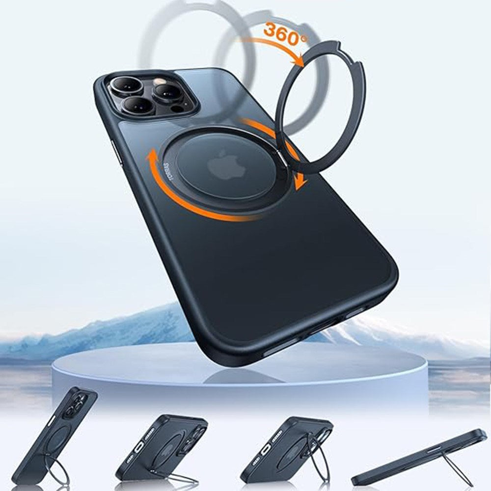 TORRAS - iPhone 15 Pro - Hybrid Plastik Cover m. Kickstand - MagSafe Kompatibel - Sort