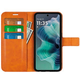 Motorola Moto G35 Flipcover i Vegansk Læder - Orange