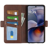 EIDERWOOD Motorola Moto G55 Wallet Flip Cover - i læder m. Pung - Mørkebrun