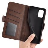 EIDERWOOD Motorola Moto G55 Wallet Flip Cover - i læder m. Pung - Mørkebrun