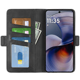 EIDERWOOD Motorola Moto G55 Wallet Flip Cover - i læder m. Pung - Sort