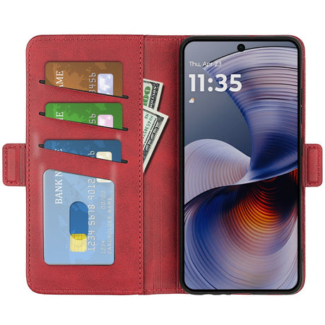 Motorola Moto G55 Wallet Flip Cover - i læder m. Pung - Rød