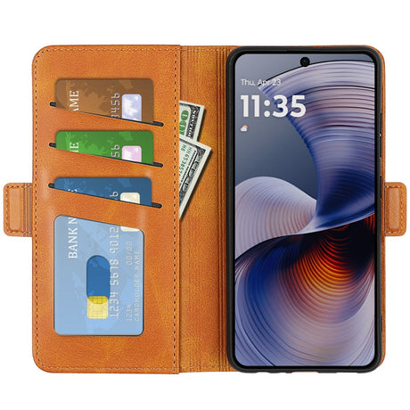 EIDERWOOD Motorola Moto G55 Wallet Flip Cover - i læder m. Pung - Brun