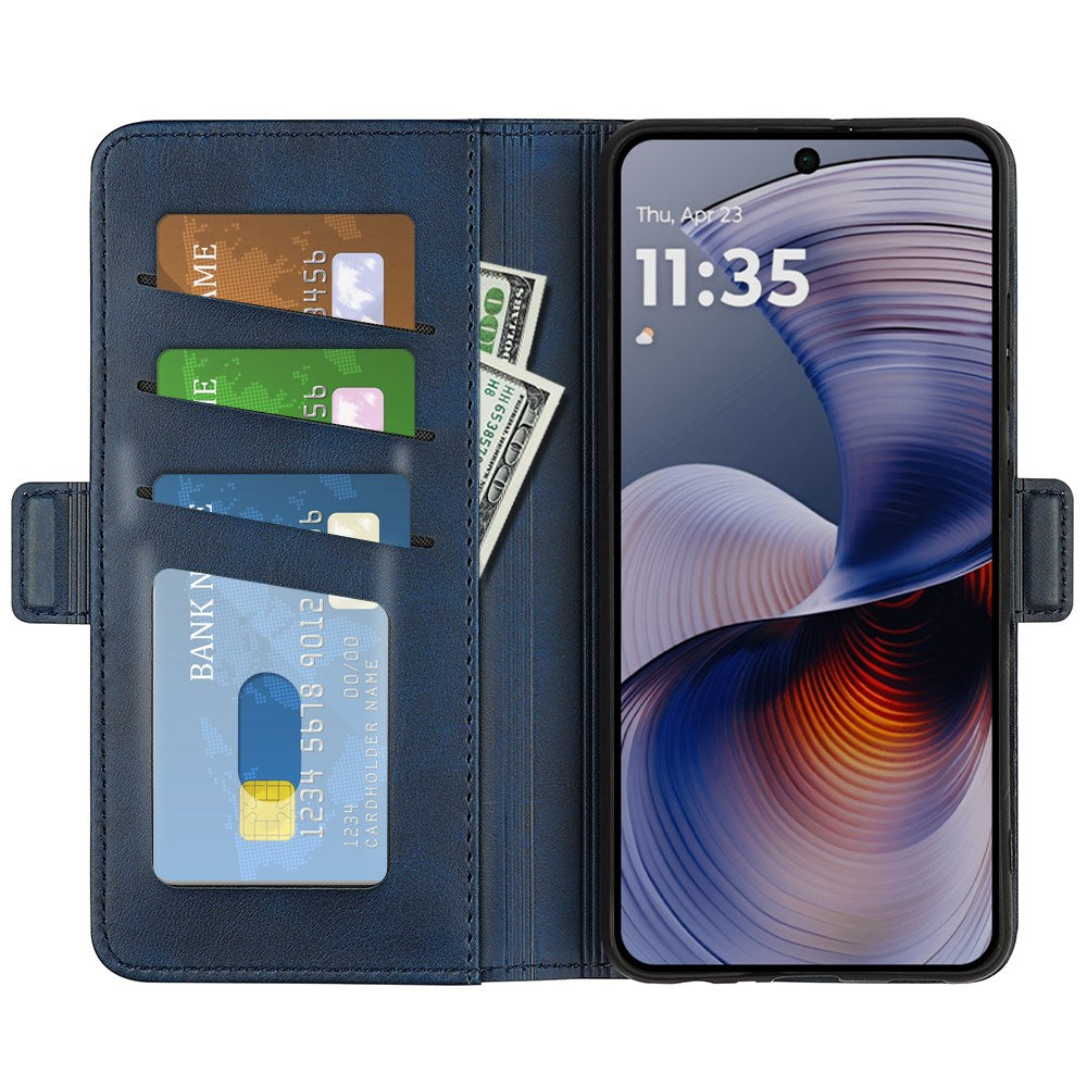 EIDERWOOD Motorola Moto G55 Wallet Flip Cover - i læder m. Pung - Blå