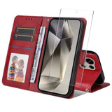 EIDERWOOD - Samsung Galaxy S25 Ultra - 2-i-1 Kunstlæder Flip Case m. Skærmbeskyttelsesglas - Rød