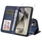 EIDERWOOD - Samsung Galaxy S25 Ultra - 2-i-1 Kunstlæder Flip Case m. Skærmbeskyttelsesglas - Blå
