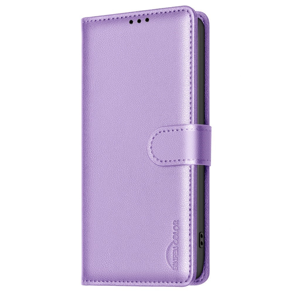 Samsung Galaxy A36 (5G) BINFEN Vegansk Læder Flip Cover - RFID Blokering - Kortholder - Ståfunktion - Lilla