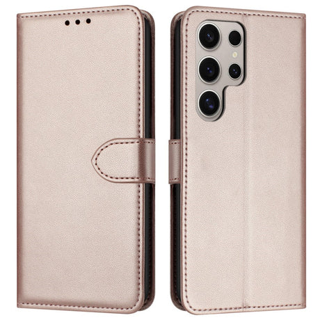 EIDERWOOD Samsung Galaxy S25 Ultra Vegansk Læder Flip Cover - Strop - Kortholder - Ståfunktion - Rose Gold