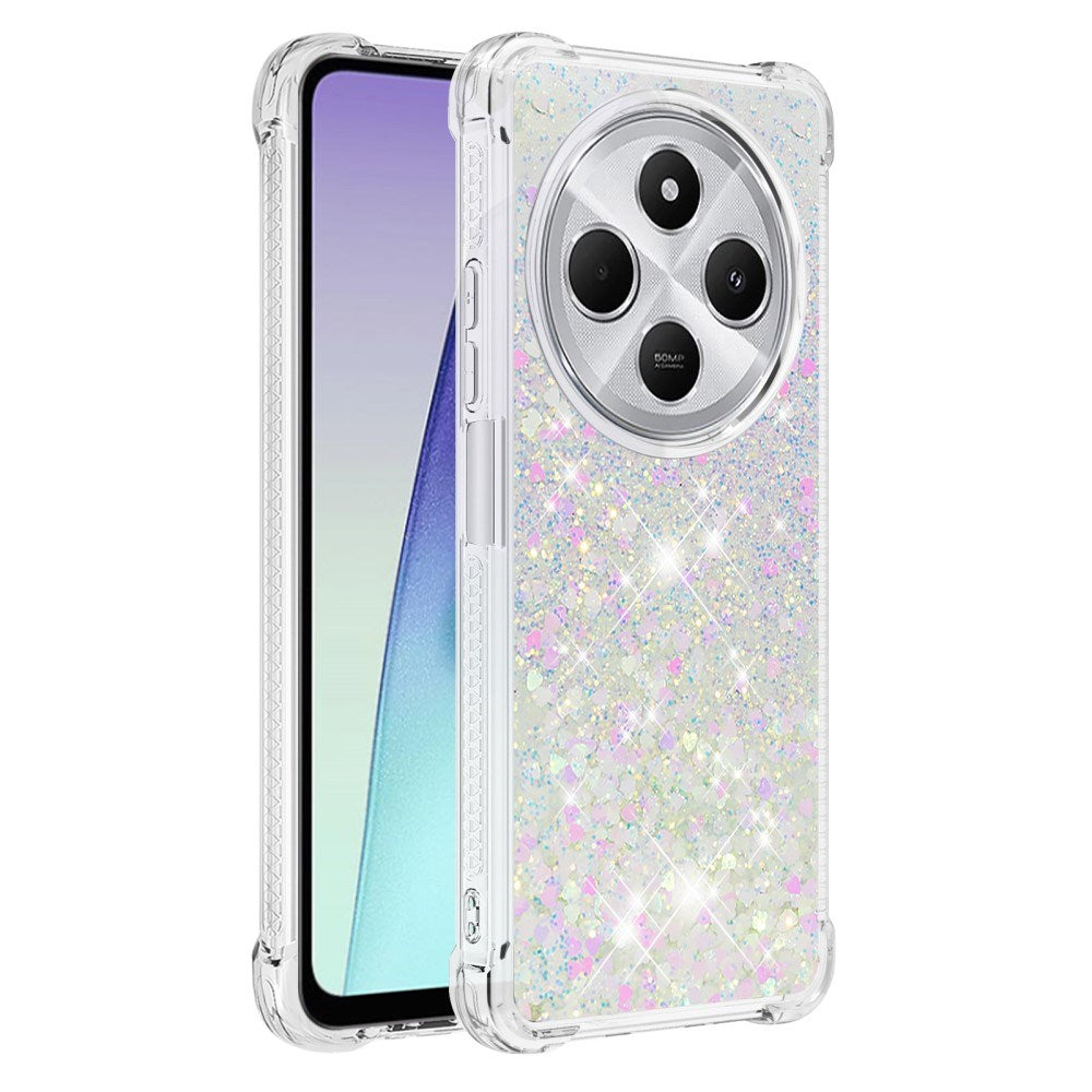 EIDERWOOD Xiaomi Redmi 14C Fleksibelt Plastik Mobil Cover med Flydende Glimmer - Sølv