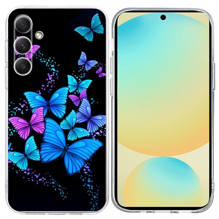 EIDERWOOD Samsung Galaxy S25 FE Fleksibel Plastik Mobil Cover m. Motiv - Sort / Blå Sommerfugle