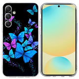 EIDERWOOD Samsung Galaxy S25 FE Fleksibel Plastik Mobil Cover m. Motiv - Sort / Blå Sommerfugle