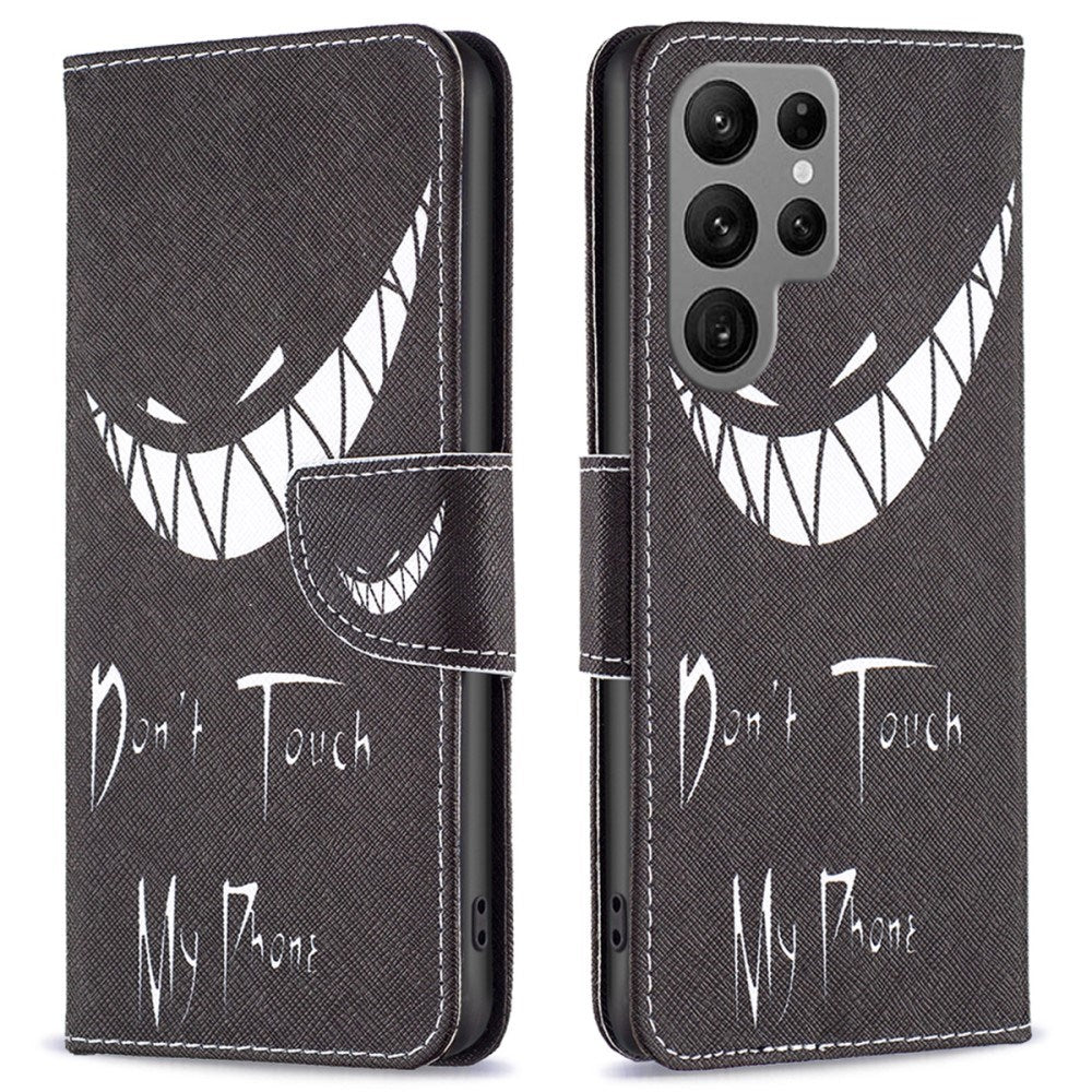 EIDERWOOD Samsung Galaxy S25 Ultra Kunstlæder Mobil Cover m. Pung & Ståfunktion - "Don't Touch My Phone"