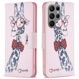 EIDERWOOD Samsung Galaxy S25 Ultra Kunstlæder Mobil Cover m. Pung & Ståfunktion - Giraf