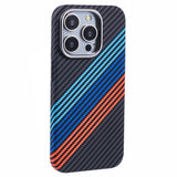 EIDERWOOD - Mønstret Carbon Cover - iPhone 15 Pro - MagSafe Kompatibel - Colorful Stripes