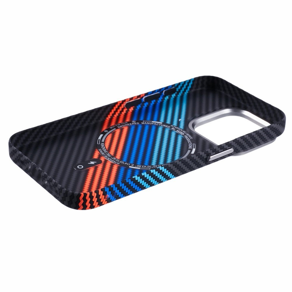 EIDERWOOD - Mønstret Carbon Cover - iPhone 15 Pro - MagSafe Kompatibel - Colorful Stripes