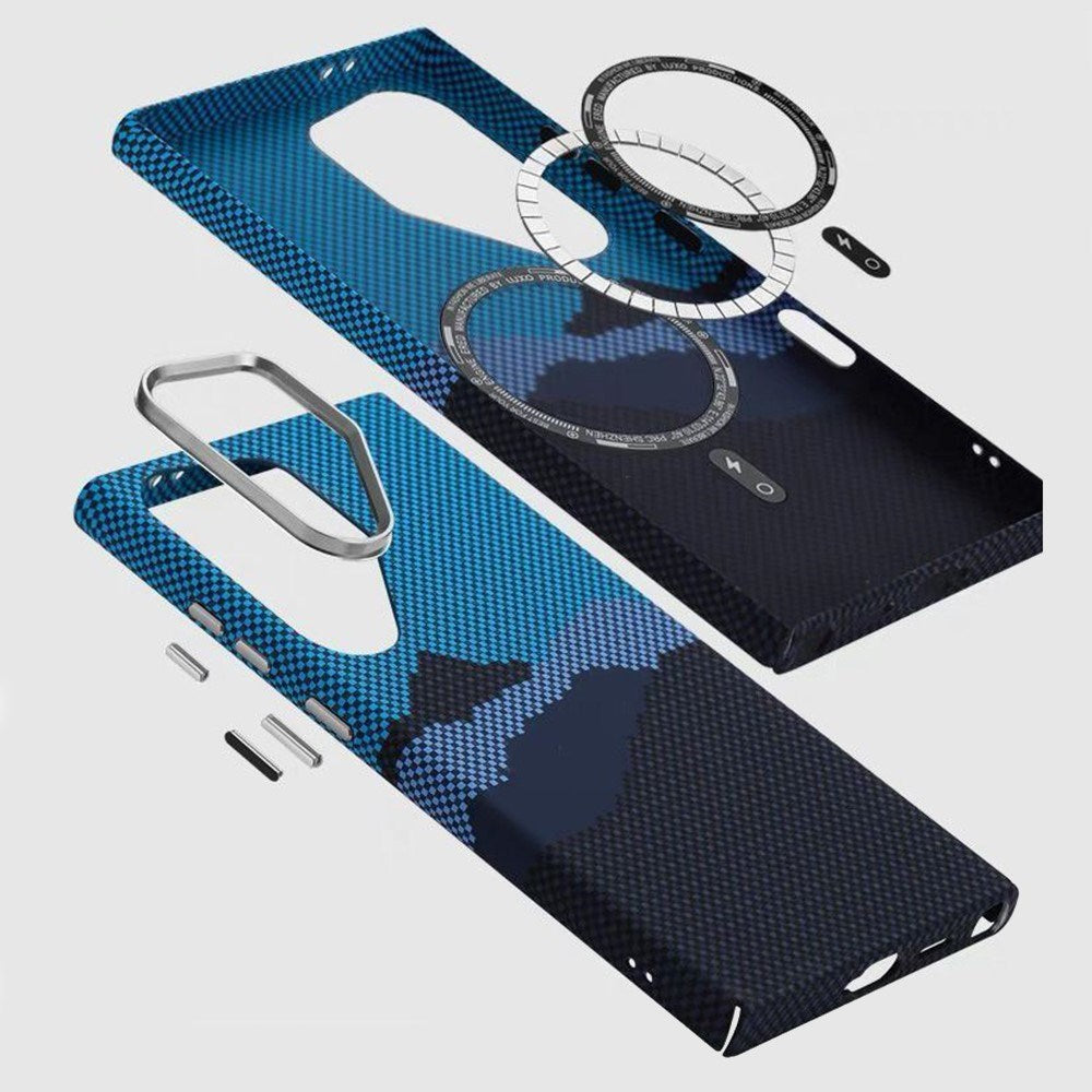 EIDERWOOD - Mønstret Carbon Cover - Samsung Galaxy S23 Ultra - MagSafe Kompatibel - Blue Peak