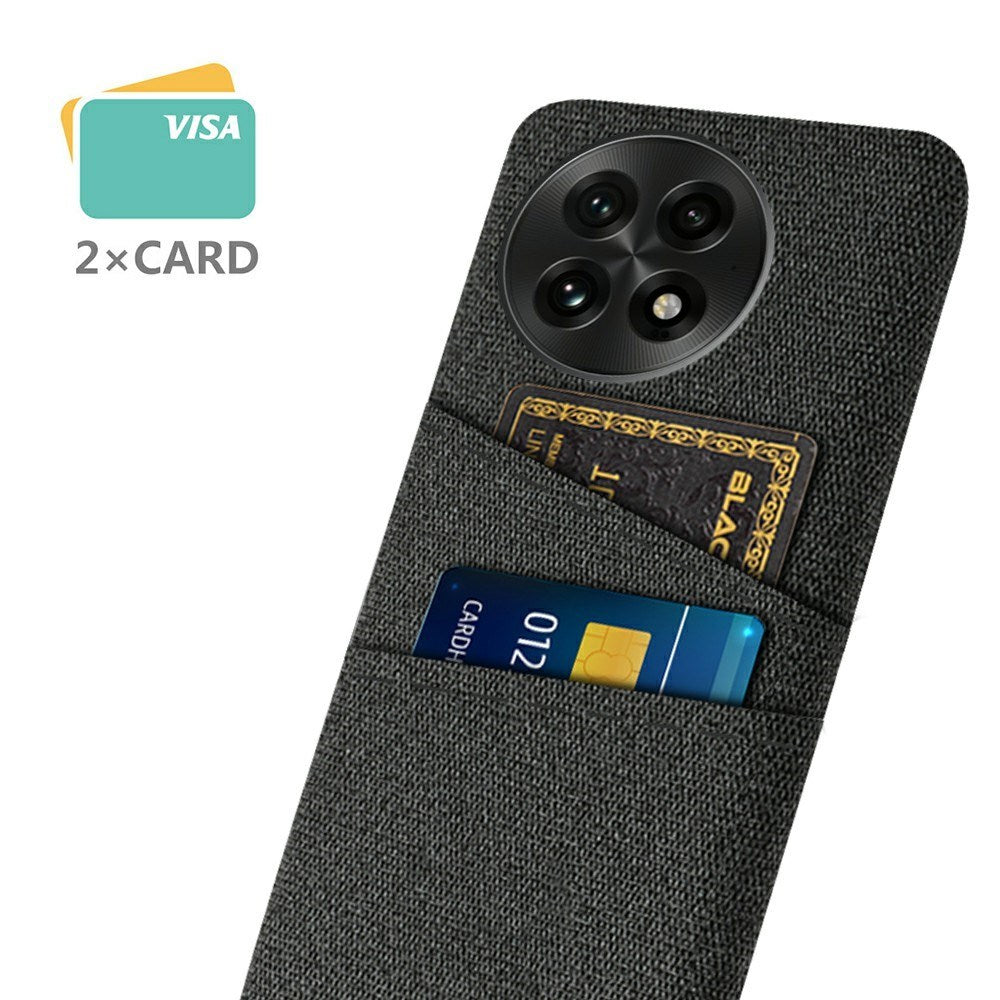 OnePlus 13 - EIDERWOOD Stofbetrukket Plastik Cover m. Kortholder - Sort