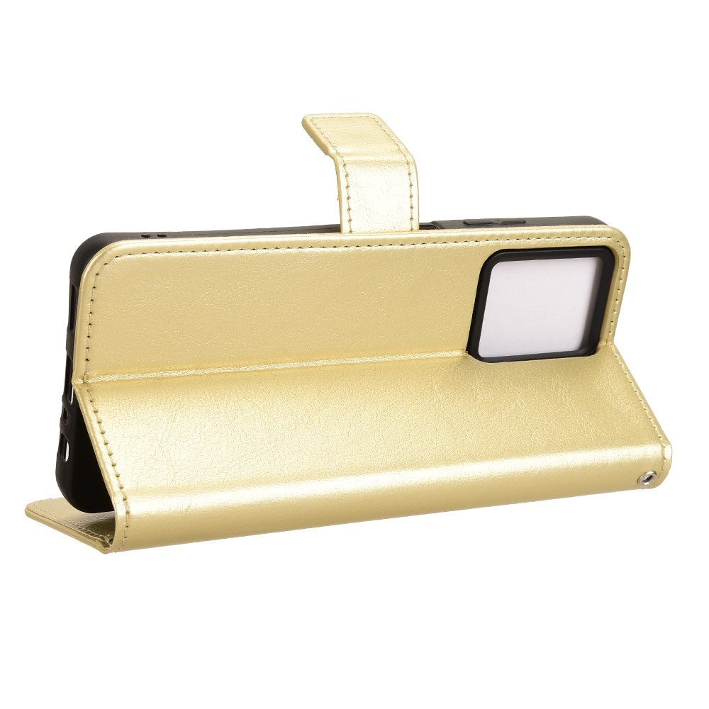 HMD Fusion / Fusion X1 - EIDERWOOD Kunstlæder Flip Cover m. Strop - Guld