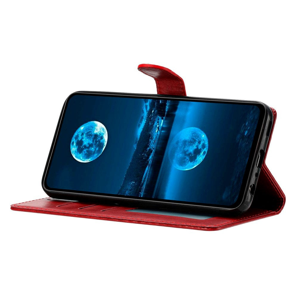 Xiaomi Redmi Note 14 Pro (5G) / Poco X7 - EIDERWOOD Kunstlæder Flip Cover m. Strop - Mørkerød