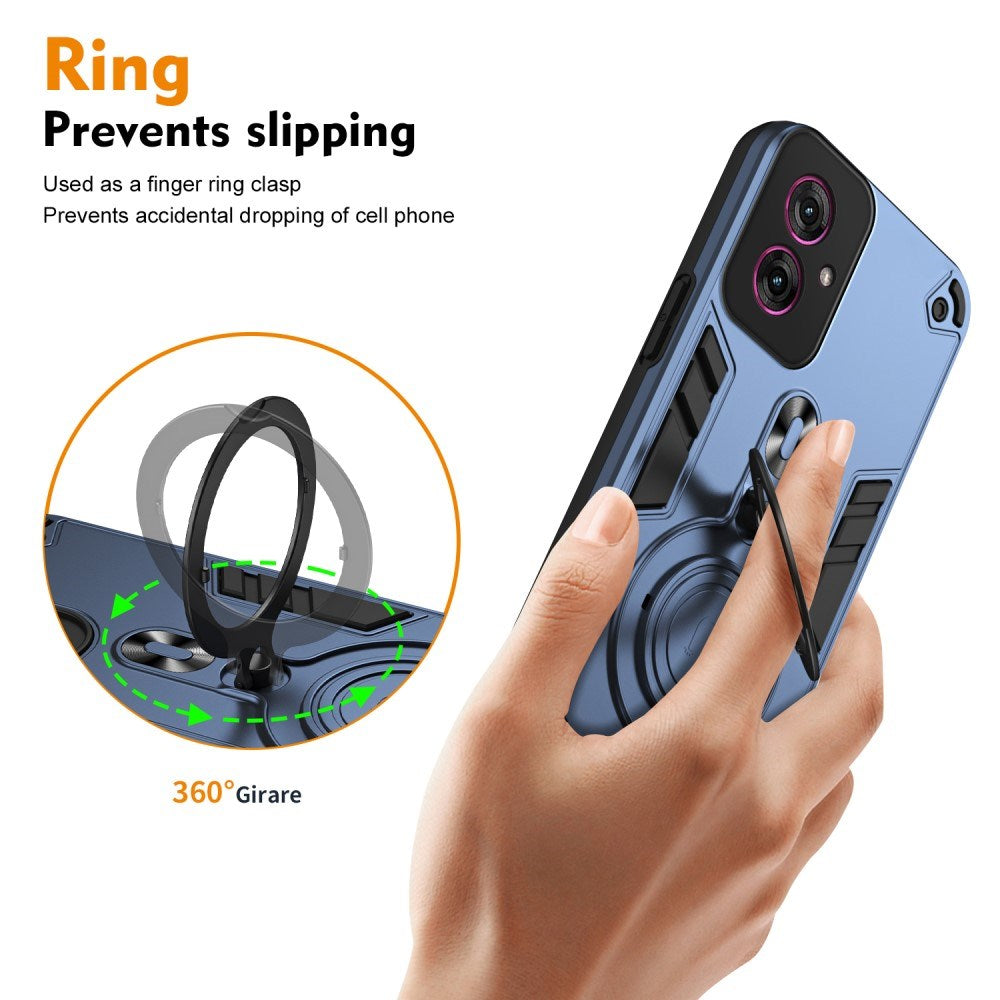 EIDERWOOD - Motorola Moto G55 - Hybrid Håndværker Cover m. Roterende Kickstand - Blå