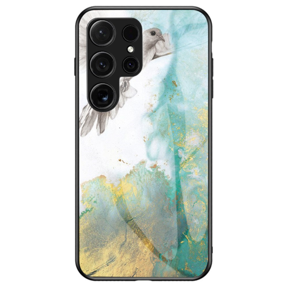 Samsung Galaxy S25 Ultra - EIDERWOOD Hybrid Marmor Cover m. Glas Bagside - Blå / Guld