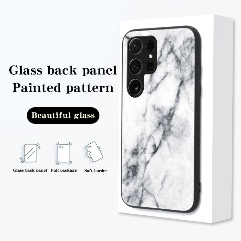 Samsung Galaxy S25 Ultra - EIDERWOOD Hybrid Marmor Cover m. Glas Bagside - Blå