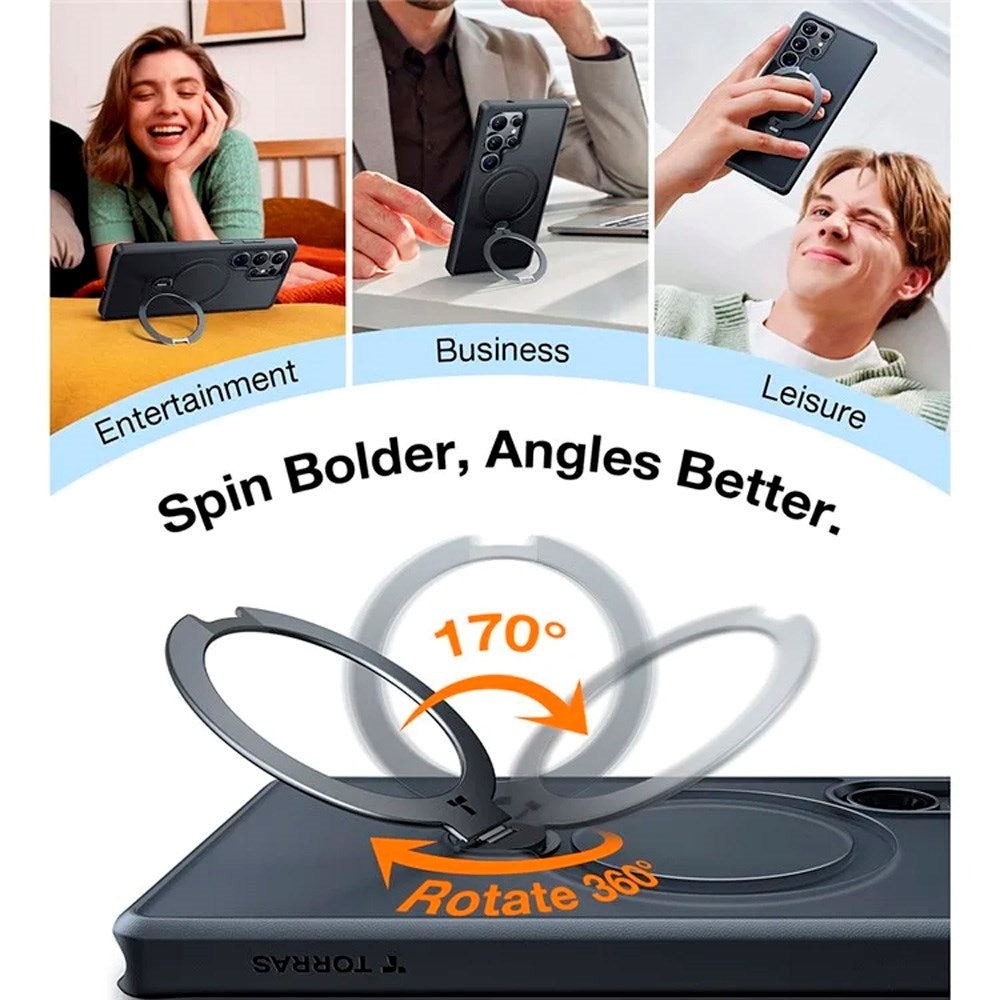 TORRAS - Samsung Galaxy S25 Ultra - Hybrid Cover m. Kickstand - MagSafe Kompatibel - Sort