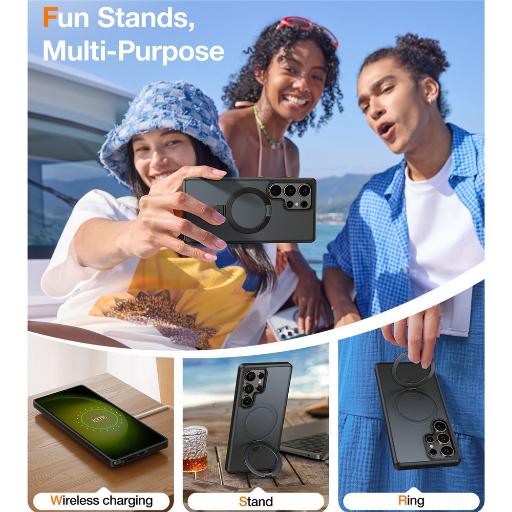 Samsung Galaxy S25 Ultra - TORRAS Guardian Ostand Hybrid Cover - Kickstand - MagSafe Kompatibel - Sort