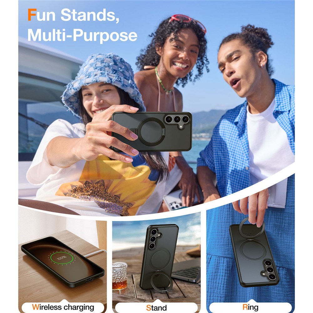 Samsung Galaxy S25 - TORRAS Guardian Ostand Hybrid Cover - Kickstand - MagSafe Kompatibel - Sort