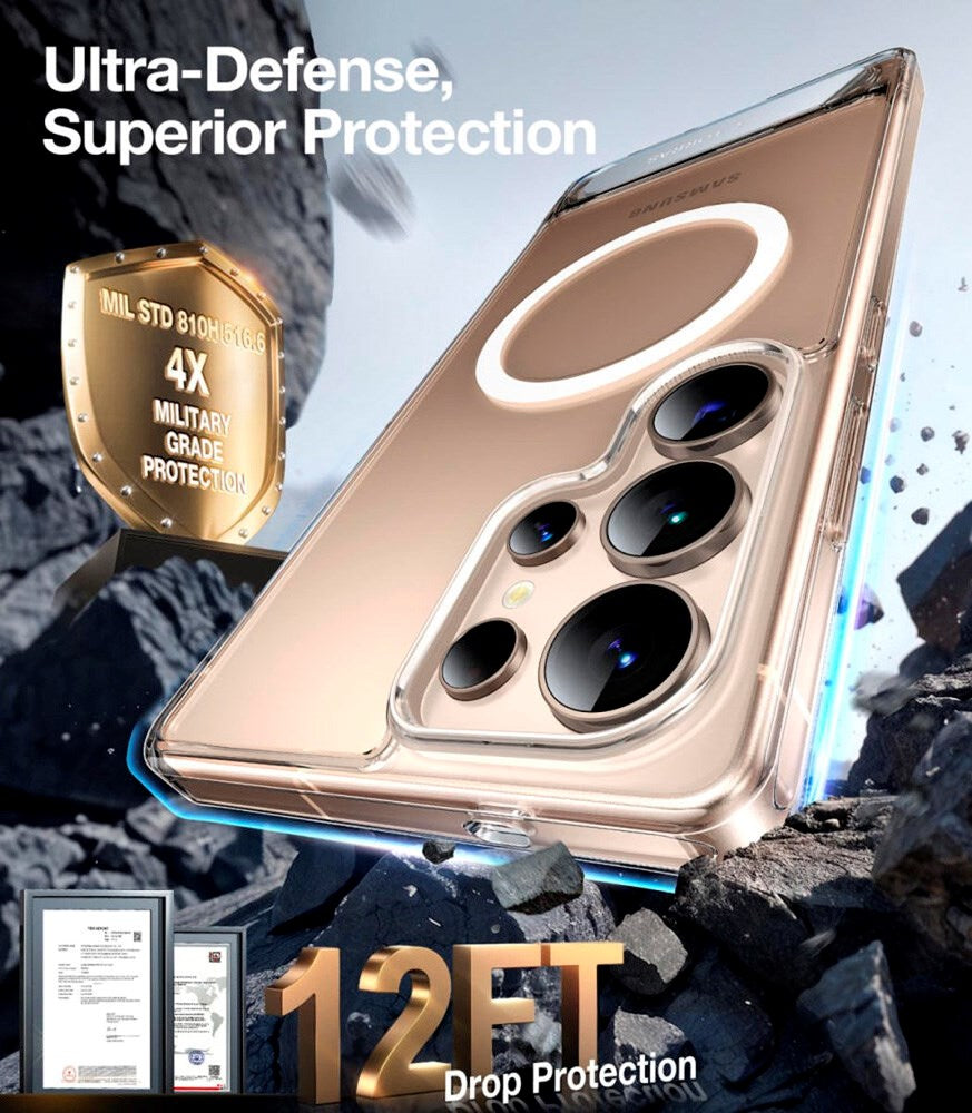 TORRAS - Samsung Galaxy S25 Ultra - Hybrid Cover m. Ståfunktion - MagSafe Kompatibel - Gennemsigtig