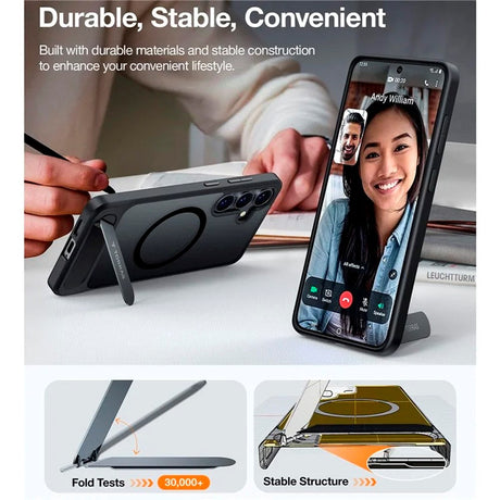 TORRAS - Samsung Galaxy S25+ (Plus) - Hybrid Cover m. Ståfunktion - MagSafe Kompatibel - Sort