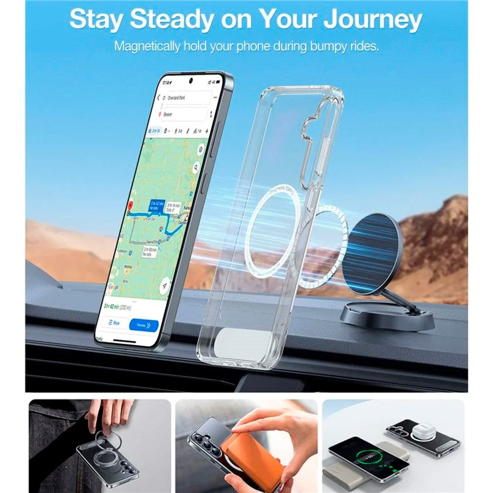 TORRAS - Samsung Galaxy S25+ (Plus) - Hybrid Cover m. Ståfunktion - MagSafe Kompatibel - Gennemsigtig