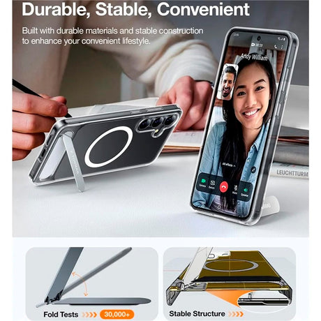 TORRAS - Samsung Galaxy S25 - Hybrid Cover m. Ståfunktion - MagSafe Kompatibel - Gennemsigtig