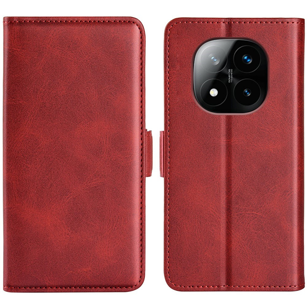 Xiaomi Redmi Note 14 Pro+ - EIDERWOOD Kunstlæder Flip Cover m. Pung & Ståfunktion - Rød