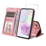 EIDERWOOD - Samsung Galaxy A56 (5G) / A36 (5G) - 2-i-1 Kunstlæder Flip Case m. Skærmbeskyttelsesglas - Lyserød