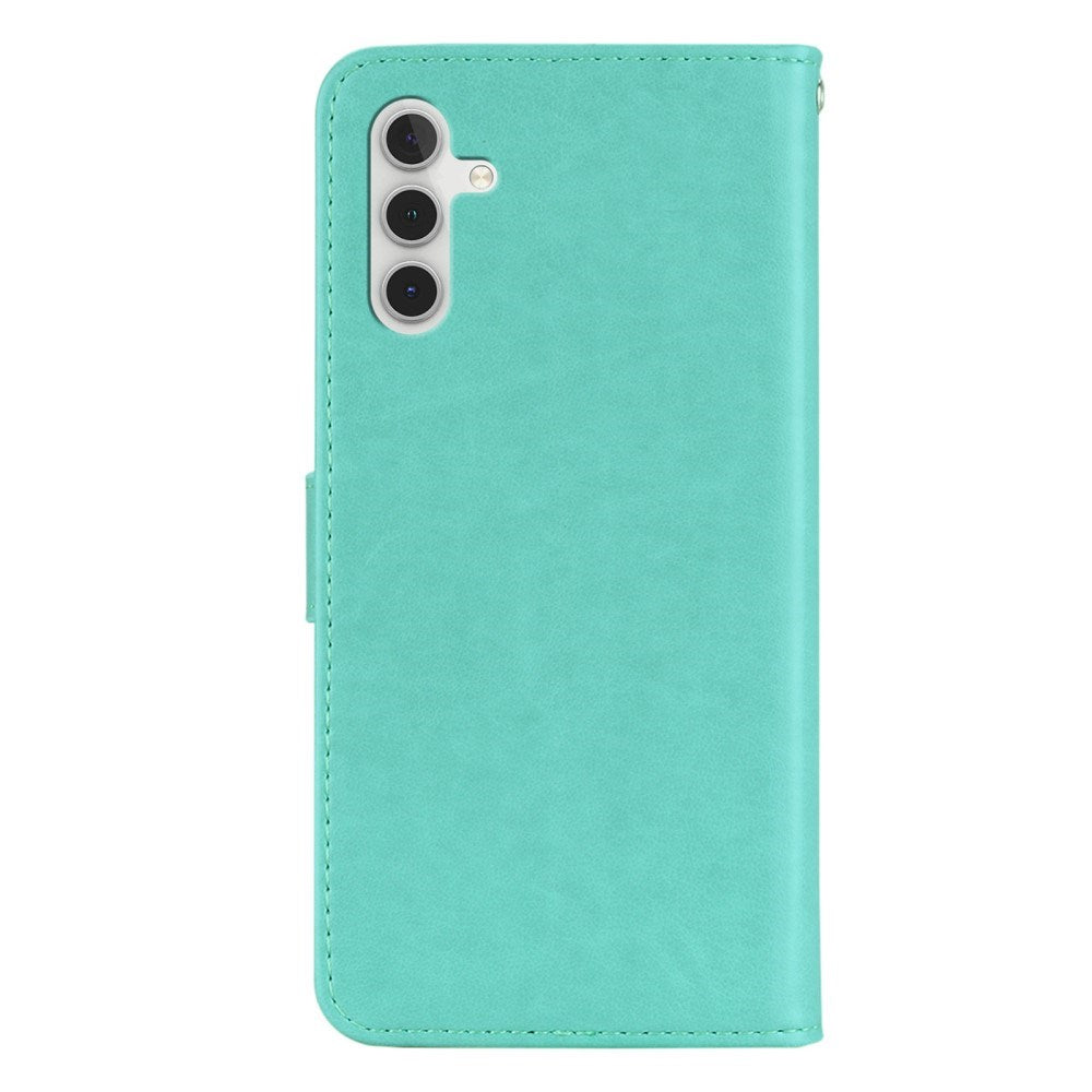 Samsung Galaxy S25 - EIDERWOOD Kunstlæder Flip Cover m. Uglemotiv - Turkis