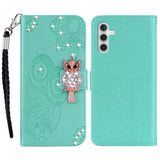Samsung Galaxy S25+ (Plus) - EIDERWOOD Kunstlæder Flip Cover m. Uglemotiv - Turkis